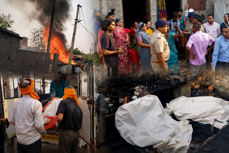 शॉर्ट सर्किट से लगी आग, सिलेंडर ब्लास्ट में एक ही परिवार के 4 लोग जिंदा जले